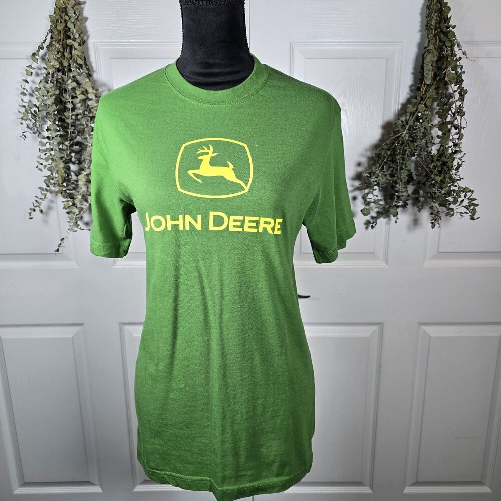 John Deere T-Shirt Green Yellow Logo Men’s Cotton Short Sleeve Small